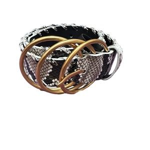 Cabi Genuine Leather Snakeskin Belt Gold Buckle Hardware Small